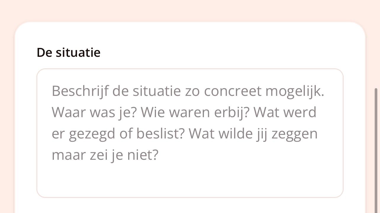 Spreek Sterk tool — invulveld 'De situatie'